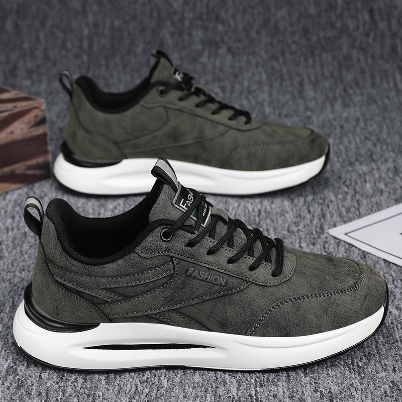 

Men s shoes Leather running shoes Plain surface platform sports shoes Outdoor casual shoes Trendy shoes 44 темно-сірий