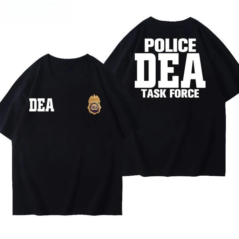 2026 Neues Herren Drug Enforcement Bureau Brief Rundhals T-Shirt Polizei Fans Baumwolle Outdoor Weich Locker Atmungsaktiv Kurzarm