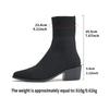 Single boot elastic thick heel slim boots knitted socks boots black square toe high heels short boots for women