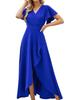 Women's lotus leaf sleeve V-neck temperament elegant evening dress European and American spring and summer waist dress
