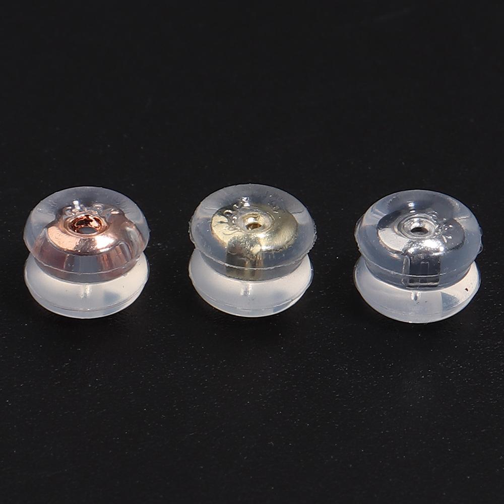 10pcs Silicone Rubber Ear Back Stoppers Hamburger Ear Plugs For Jewelry Making DIY 18K Gold Plated Brass Earring Filled Supplies