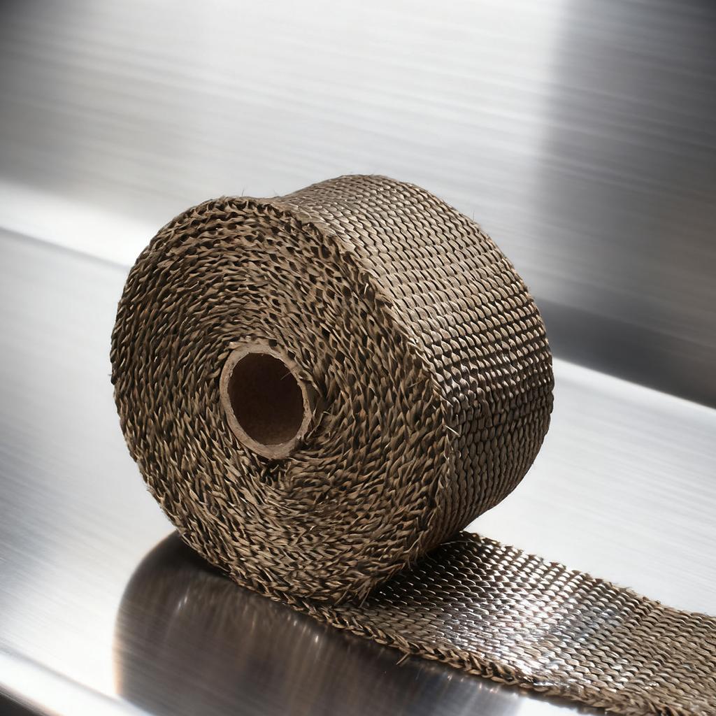 Exhaust Heat Wrap Roll High Temperature Resistance Exhaust Pipe Sound Insulation Tape for Motorcycle5mmx50mmx10m/0.2inx2inx11yd Titanium Gold