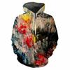 Felpa da uomo alla moda con stampa a pigmenti, abbigliamento sportivo, design casual a maniche lunghe, con cappuccio, tessuto spesso, top, felpa da uomo Harajuku da strada