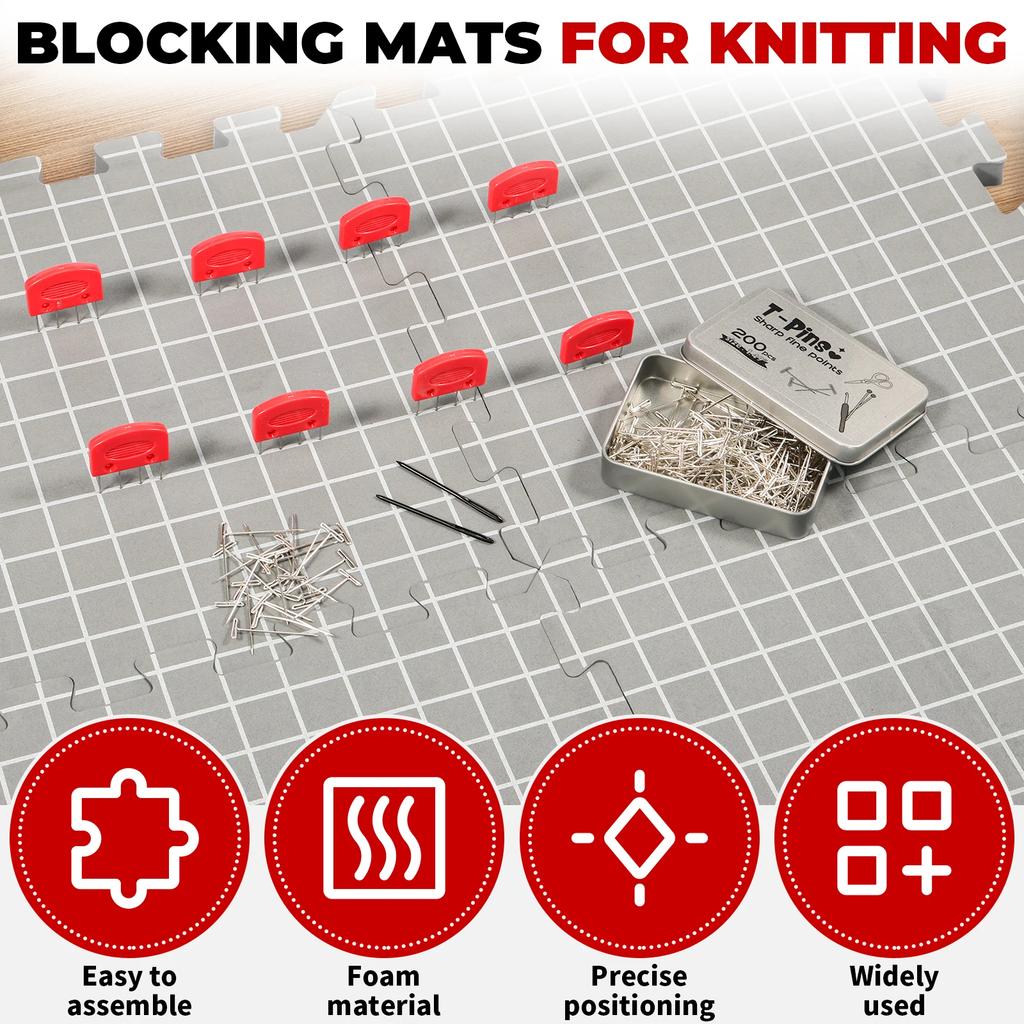 Foam Blocking Mats DIY Knitting Extension Kit Thick Precise Blocking Boards With Pin Set for Crafting Work Knitting Accessories