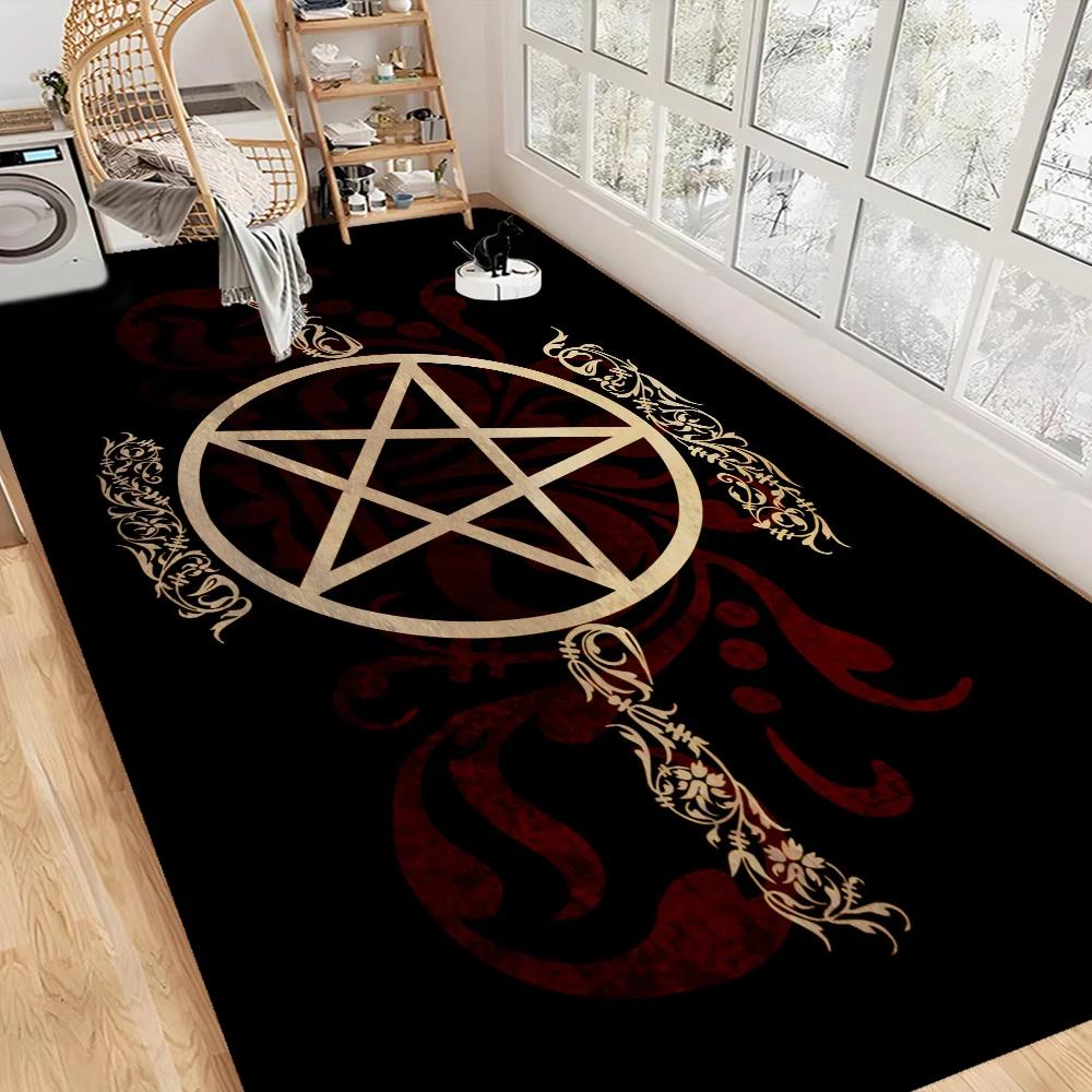 Satanic Baphomet Floor Mat INS Style Soft Bedroom Floor House Laundry Room Mat Anti-skid Household Carpets