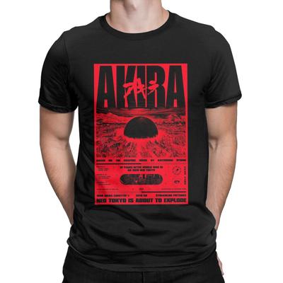 Akira Cyberpunk City Explosion Leisure 100% Cotton Tees Short Sleeve 80s Future Anime Akira T Shirts O Neck Clothes Plus Size
