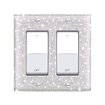 Schalterpaneel Diamant Aufkleber US Standard Strasssteine Wandplatten Abdeckung Rechteckig Glitzer Licht Kristall Dekorative Wandplatten