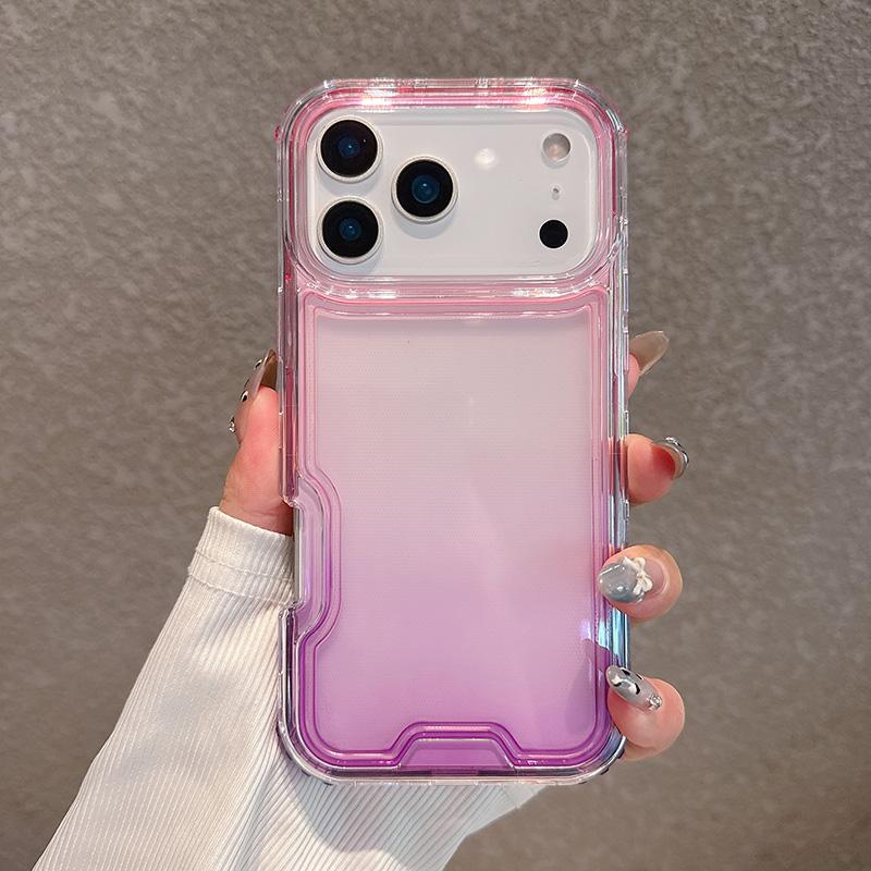 2in1 Gradient Transparent Phone Case For iPhone 17 Air 16 15 14 Plus 13 12 11 Pro Max Shockproof Bumper Hard Back Cover