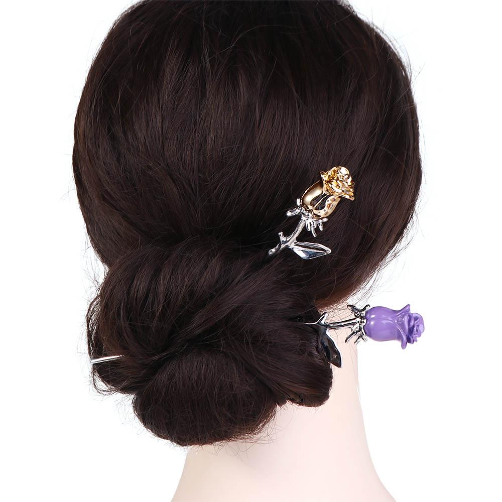 Retro Flower Japanese Elegant Korean Style Hair Fork Rose Hair Stick Women Hairpin Headwear