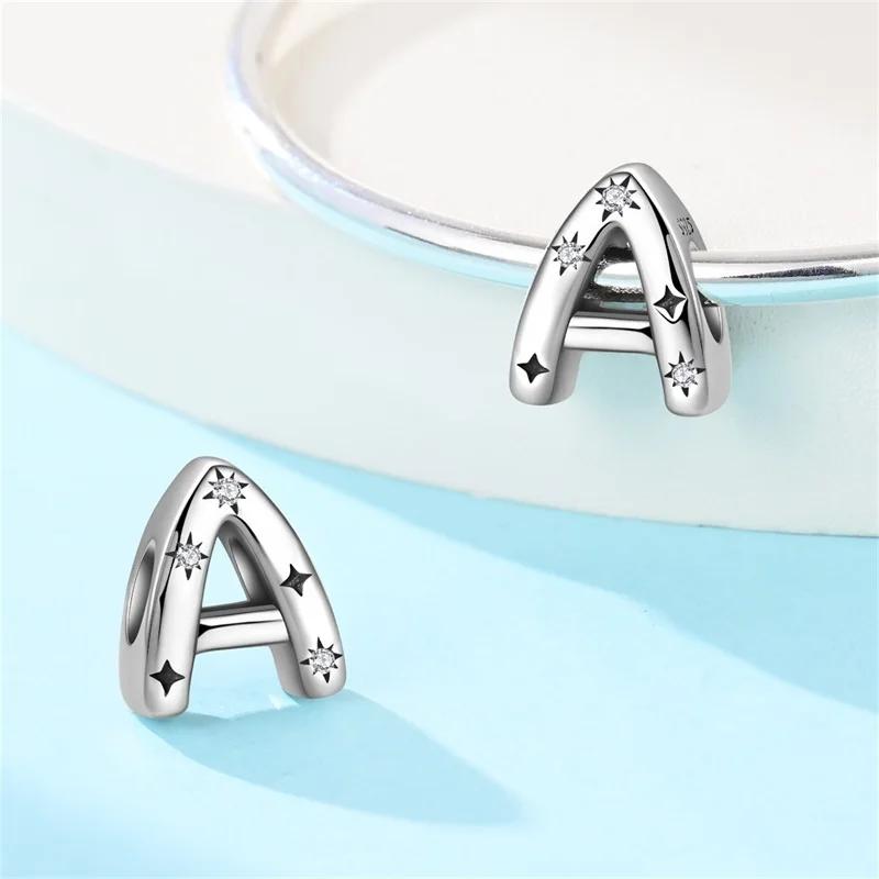 Copper Letter A-Z Alphabet Starlight Beads Diy Name Charms Fit Bracelets Necklace For Women Diy Pendant Making Jewelry