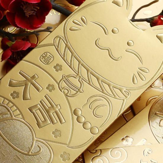 18 szt. Chińskie Czerwone Koperty Kot Szczęścia Hot Stamping Pogrubione Koperty na Szczęśliwe Pieniądze Prezent Paczki na Gotówkę Hong Bao na Nowy Rok Święto Wiosny Urodziny Ślub