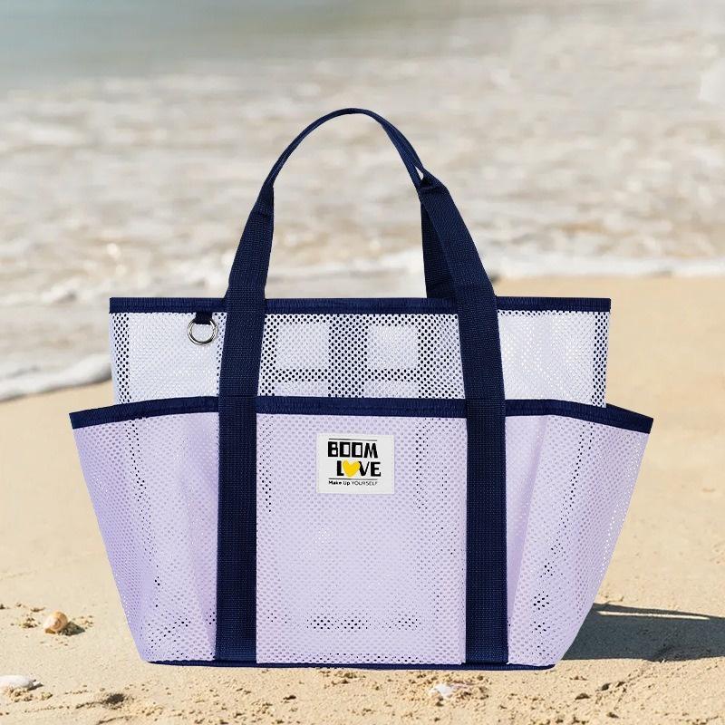 New Handheld Shopping Bag Beach Bag Travel Swimsuit Storage Bag Gym Bags Portable Tote Swimming Mesh Vacation Storage Bag