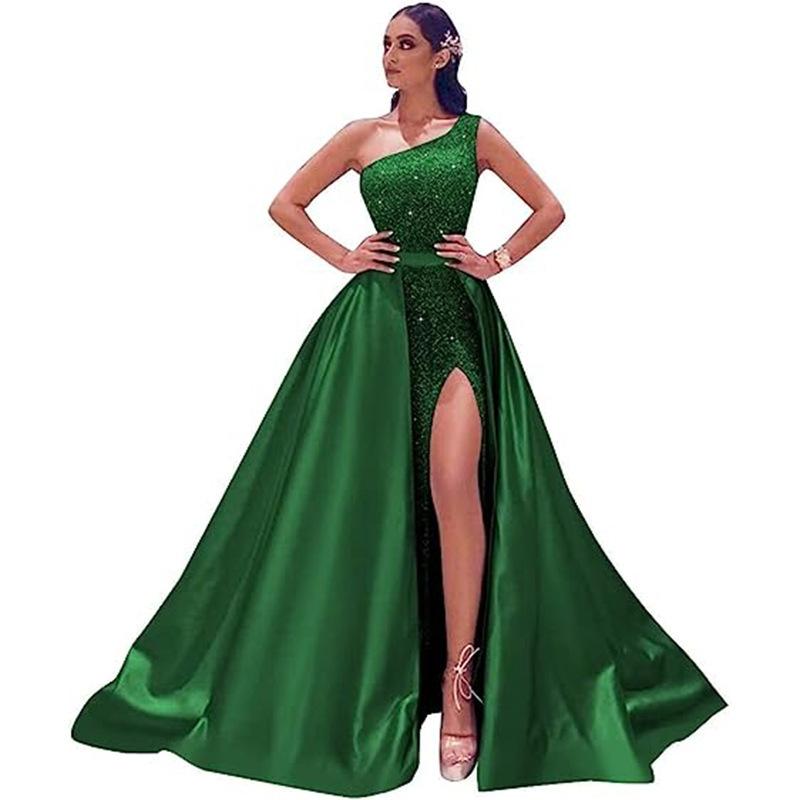 Evening dress new tube top split fork banquet host dress temperament dress