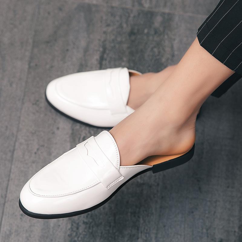 Fashion Men Fashionable Slippers Men Casual Comfortable High-end Semi Leather Shoes for Indoor  Outdoor Slippers Men Sizes 38-46