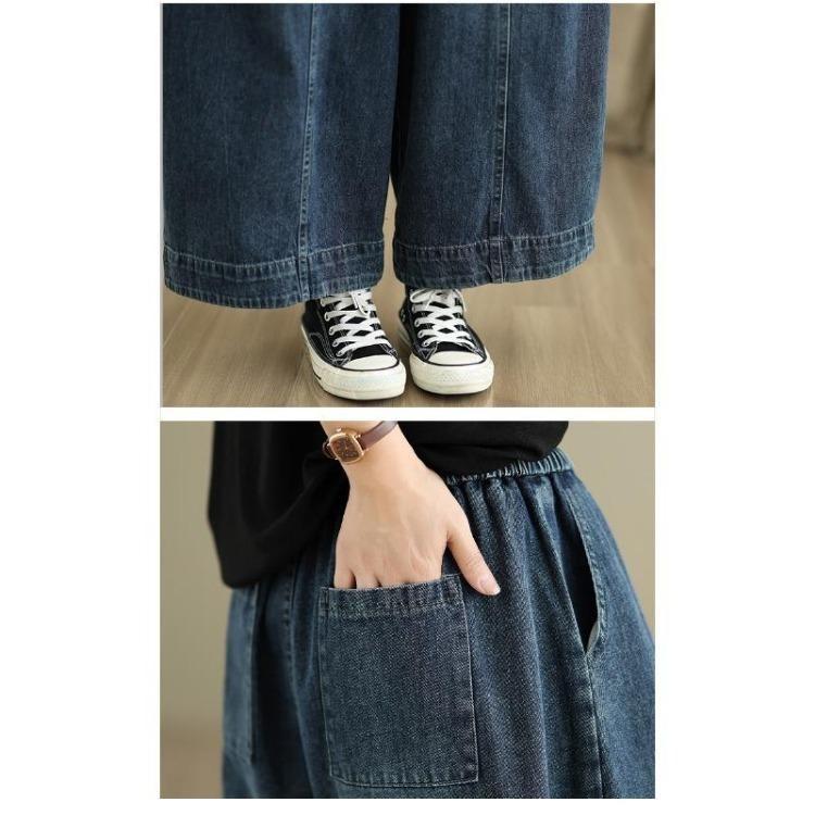New Women Autumn Denim Jeans Big Size Casual Loose Trousers Long Pants Plus Size