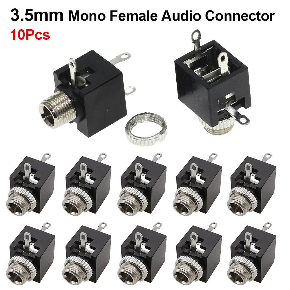 10Pcs Plastic Metal PJ-301M Audio Connector 3.5mm 3Pin DIP Headphone Socket  Mono Channel Connection