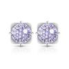 925 Sterling Silver Light Luxury Simple Crystal Zircon Square Round Bud Women's Earrings Birthday Party Anniversary Gift