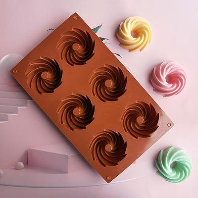6 Cavity 74Mm Spiral Silicone Mold For Baking Cake Pan Jelly Making Tools Dessert Mousse Decorating Mould Fancy Donut