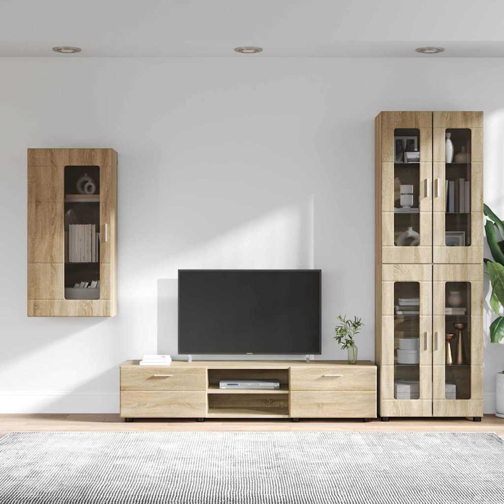 TV Cabinet Set with Shelf FLORIN 3 pcs Sonoma Oak Particleboard