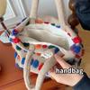Color Plush Dots Women'S Bento Handbags Retro Design Female Fluffy Bucket Bags Large Capacity Shoulder Bag Purse Casual Tote