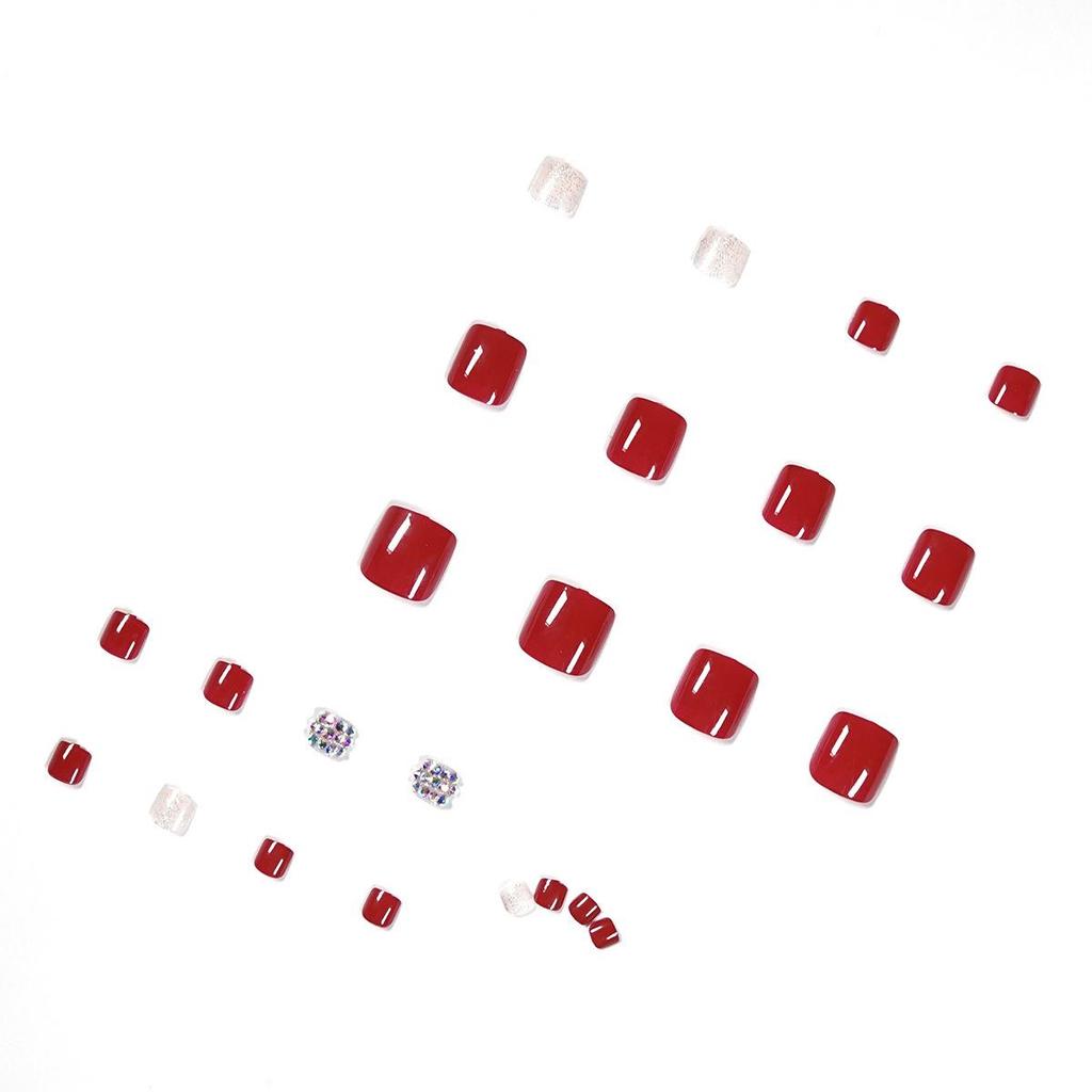 Red Rhinestone Press-On Toenail Art Stickers