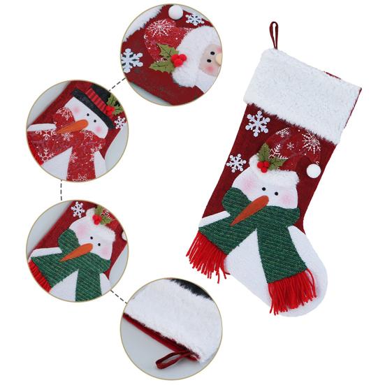 Christmas Stocking Snowman Santa Design Soft Xmas Stockings with Plush Cuff Fireplace Hanging Socks Candy Bag for Tree Fireplace Window Staircase
