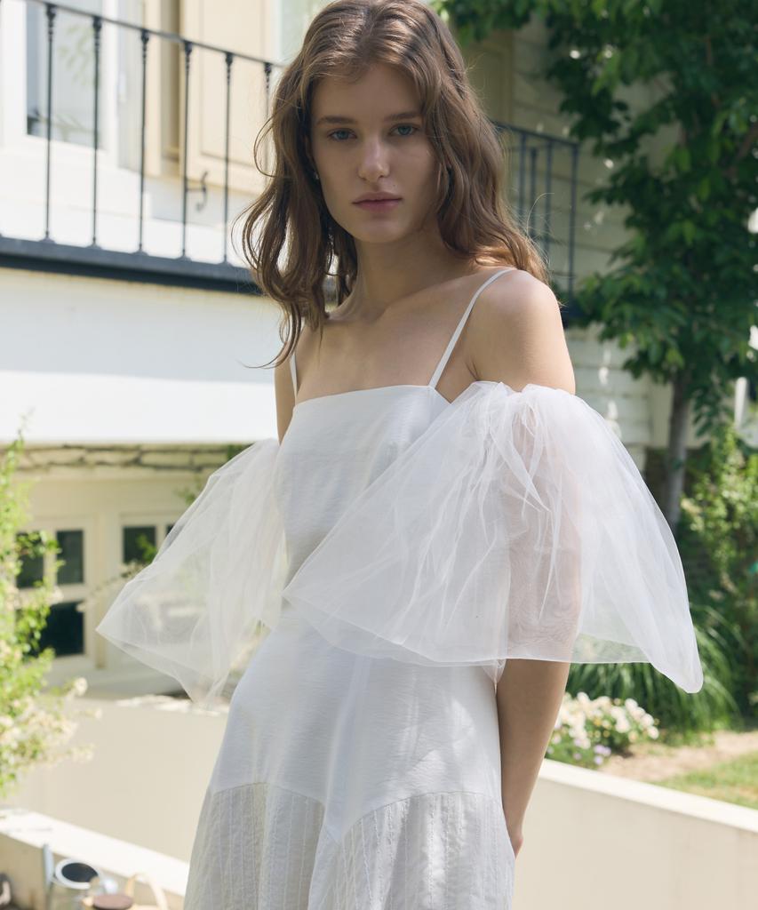 Paul And Alice Camisole Flared Dress / White