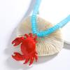 Handmade Crab Beaded Pendant Necklace Boho Ocean Style Neck Chain Jewelry Crab Necklace  Holiday