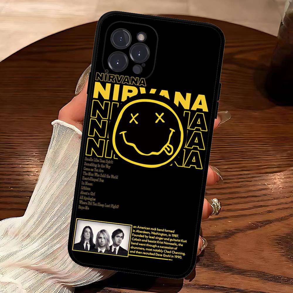 Grunge Band N-Nirvana For IPhone 17 16 15 14 13 12 11 Pro Max Plus Shockproof Black Soft Phone Cover