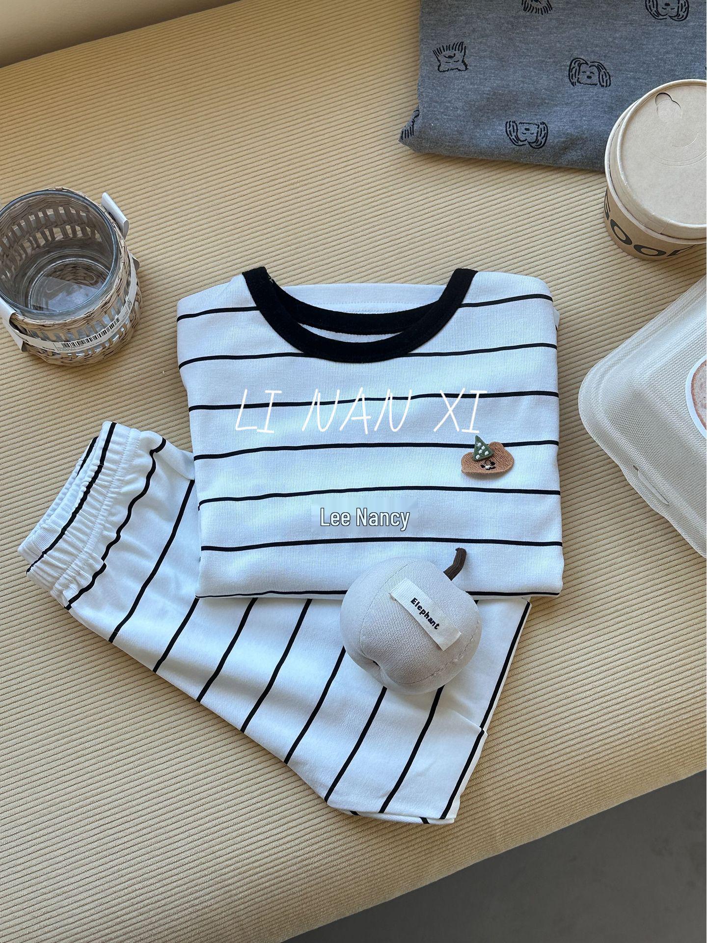 

Kids’ Cartoon Print Pajama Set - Round Neck, Autumn Style, 2-5 Years 110cm