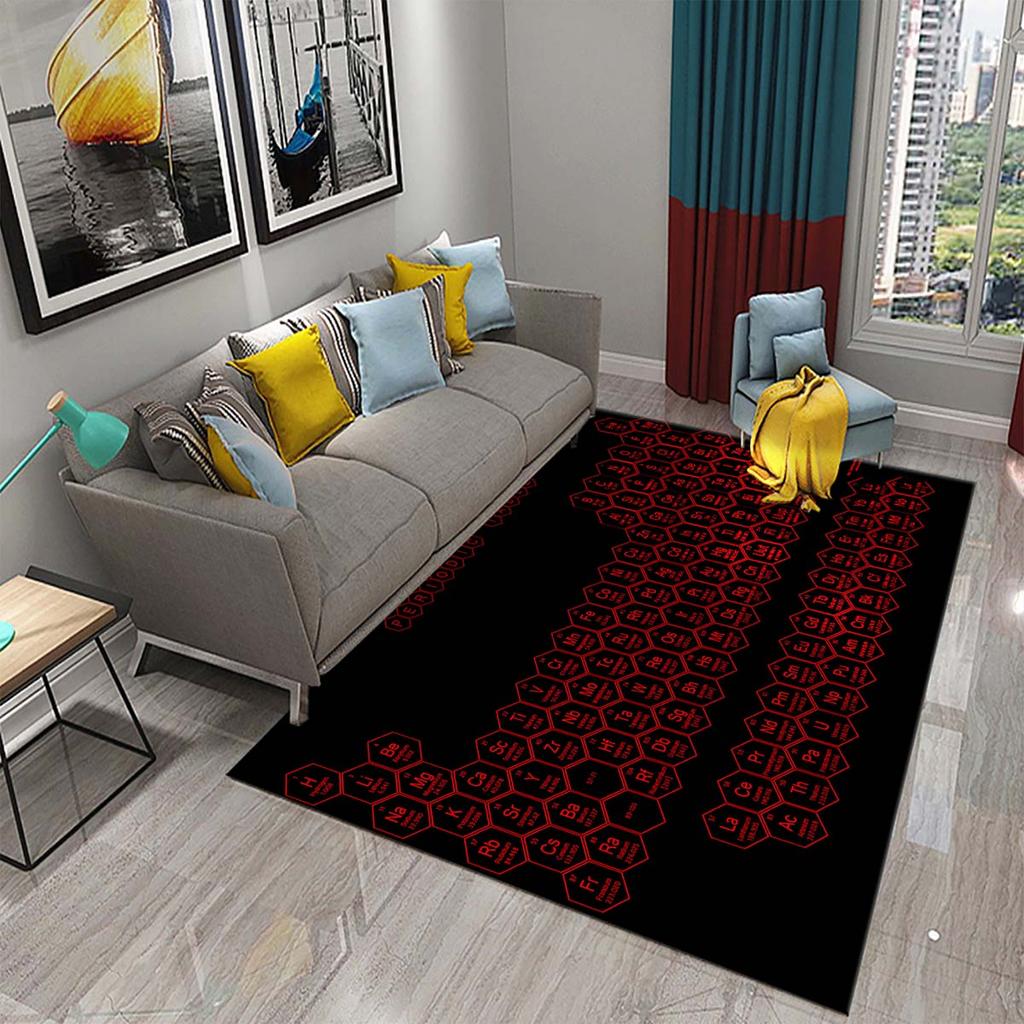 3D Periodic Table of Elements Carpet for Living Room Students Bedroom Area Rug Non-slip Floor Rug Mat Educational Mat Home Decor