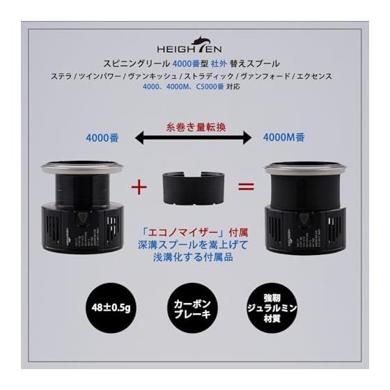 HEIGHTEN Reel Spool Compatible with #4000 to #5000 Stella/Twin Power/Vanquish/Vanford/Stradic/Exsence Compatible