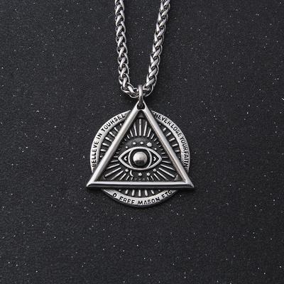 Masonic Eye of Providence Freemason Evil Eye Necklace In Stainless Steel Talisman Sign Medallion Punk Style Gifts Jewellery