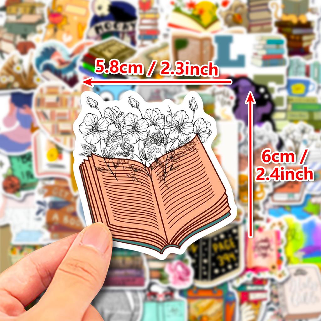 50 Book Stickers, Book Reading Graffiti Stickers, Computer Mobile Phone Tablet Bookmark Hand Account Stickers