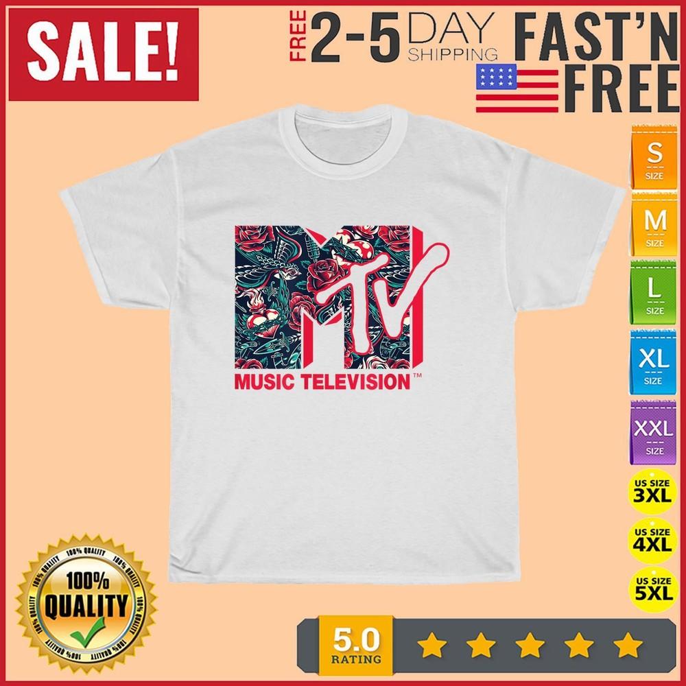 

The official MTV Logo Roses and Tattoo Style Vintage T Shirt Men Women Kid NEW 2XL