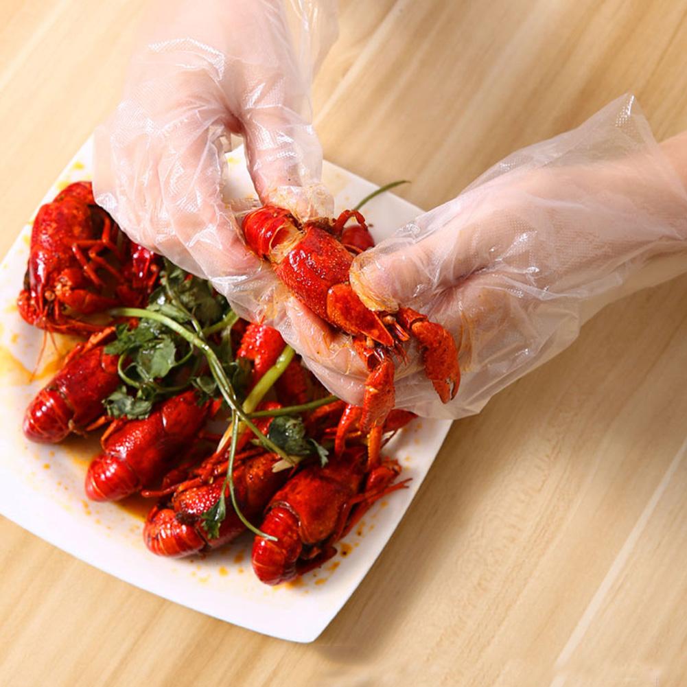 300pcs Disposable Glove Plastic Clear Glove Food Preparation Safety for Restaurant Kitchen Cooking BBQ