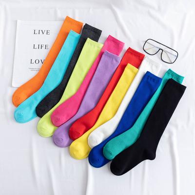 Candy Color Versatile Knee Socks Simple Fashion Stockings Cotton Breathable Socks Personalized Trendy Women Sports Socks
