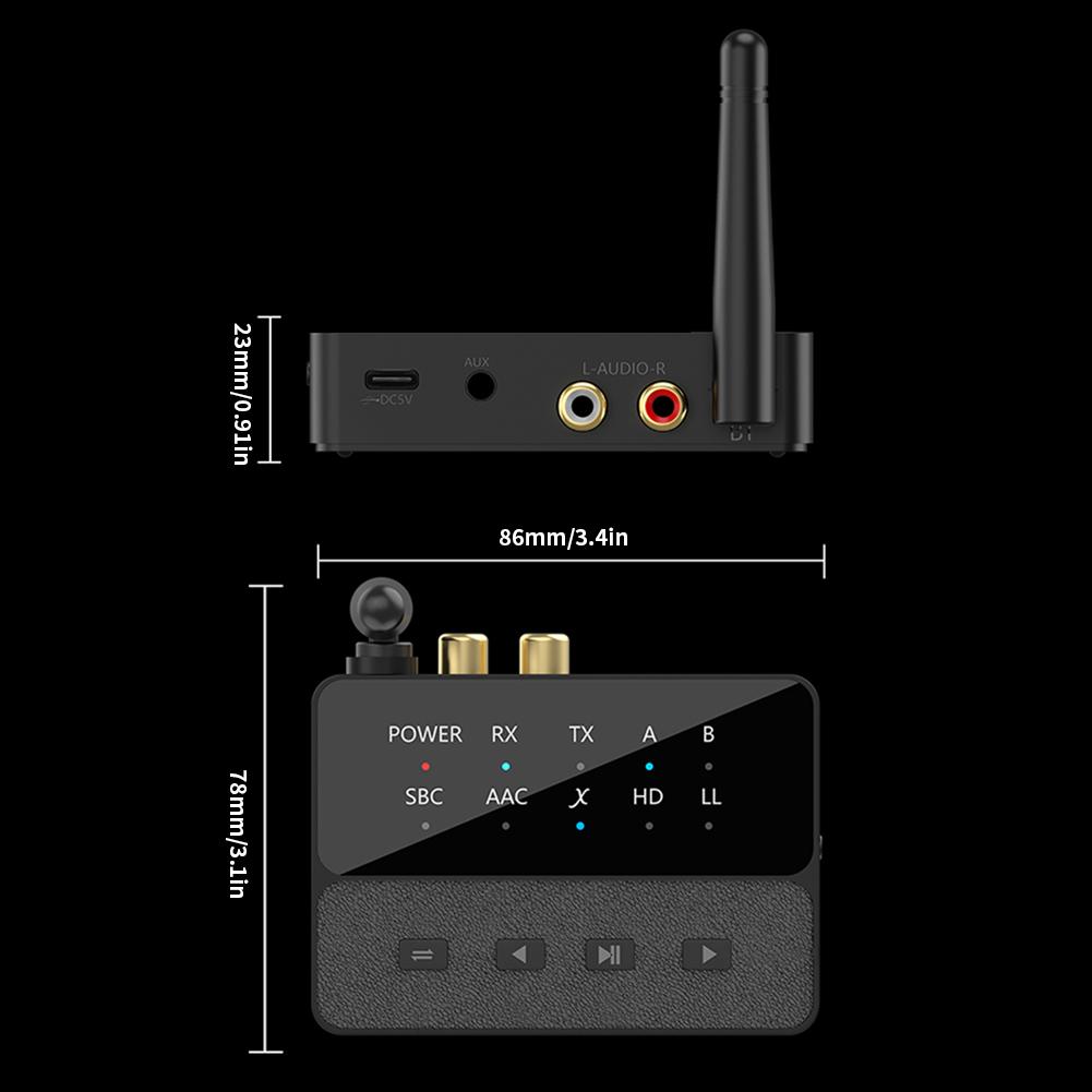 2 In 1 Bluetooth 5.3 aptX/HD/LL Audio Adapter RCA AUX 3.5MM Wireless Stereo Receiver Transmitter Low Latency Lossless Sound