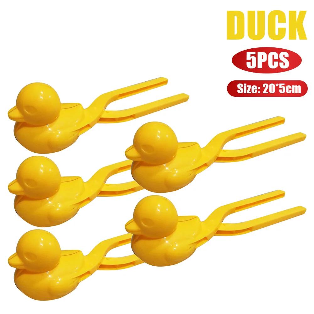 5Pcs Duck Shaped Snowball Maker Clip Children Outdoor Plastic Winter Snow Sand Making Mould Tool for Kids Fight Fun Sports Toys