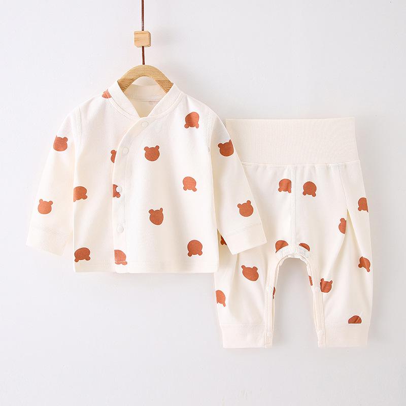 Children's Spring & Autumn High-Waist Belly Protection Underwear Set - Boneless Split Top & Trousers