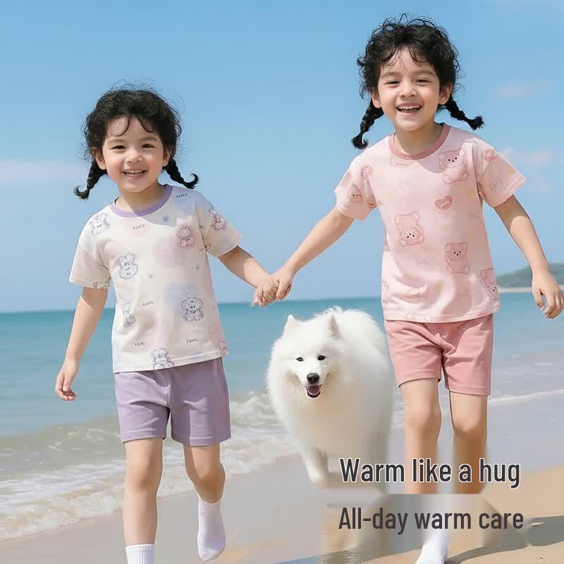 ZISEHY Kids' Summer Short-Sleeve Cotton Pajamas