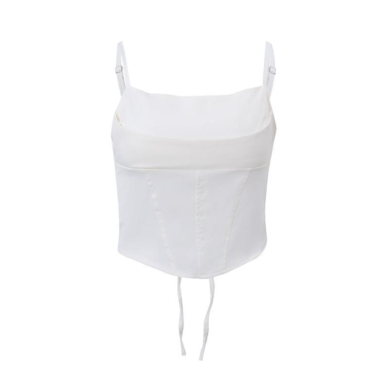 

Sexy satin fishbone tube top, Spice Girl autumn back lace-up, exposed navel girdle, pure desire sling vest S