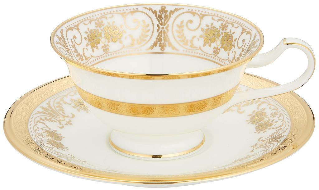 Noritake Georgian Palace Bone China Cup and Saucer (for Both Coffee and Tea), 220cc, T59587/4858