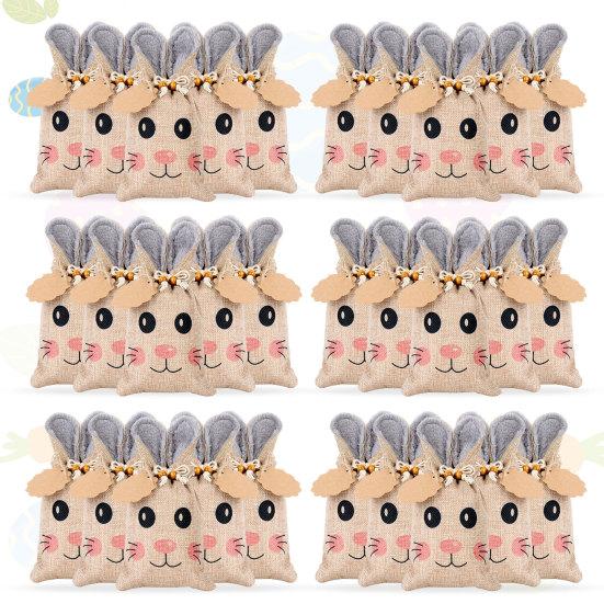 

Мешочки пасхального кролика, Пасхальные мешочки из мешковины для подарков с подарочными бирками и пеньковой веревкой,