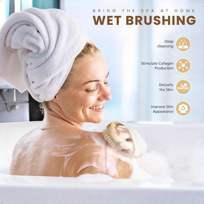 2 In 1 Dry Skin Body Brush Natural Bristle Dead Skin Remover Anti Cellulite Exfoliates Blood Circulation Health Massage Tools