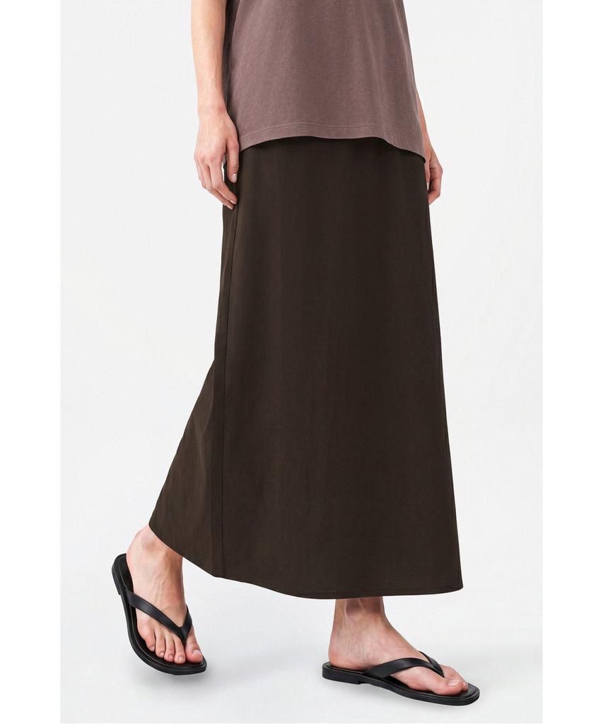 Jaa [Jaah] Elastic Waist Long Skirt Dark Brown
