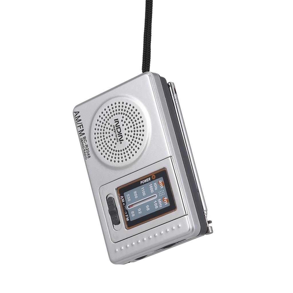INDIN BC R2048 Mini AM FM Radio 2 Band Radio Receiver Portable Pocket Radio Built in Speaker w Headphone Jack