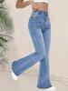 Jeans Acampanados Elásticos de Cintura Alta para Mujer Puffanpop - Lavado Claro Tiro Alto Bootcut Pantalones de Mezclilla Ajustados Pantalones de Campana para Verano Casual