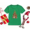 Christmas Tree and Santa Claus Printed Kids T-shirt Christmas Toddler Round Neck Tops Xmas Holiday Short Sleeve Tee Outfits
