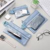 Bolsa de Armazenamento Transparente Simples Portátil de Viagem Impermeável com Zíper de Camada Dupla para Artigos de Higiene Pessoal, Cabos de Dados, Cartões, Joias, Maquiagem